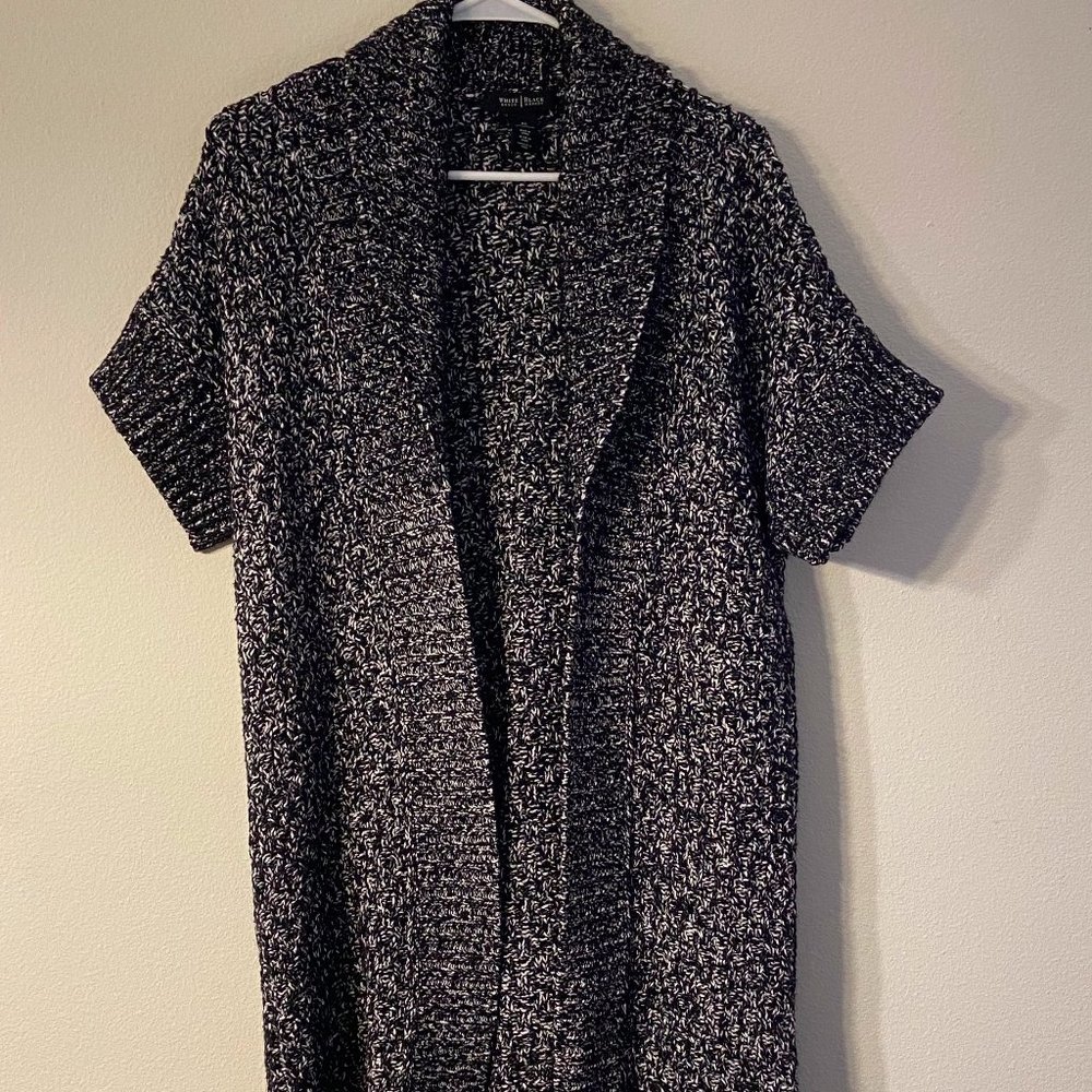 Long Cover-Up Short Sleeved Collared Sweater